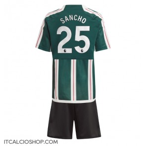 Manchester United Jadon Sancho #25 Seconda Maglia Bambino 2023-24 Manica Corta (+ Pantaloni corti)
